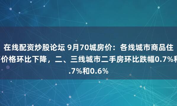 在线配资炒股论坛 9月70城房价：各线城市商品住宅销售价格环比下降，二、三线城市二手房环比跌幅0.7%和0.6%